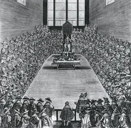 Roi Jacques Ier (1566-1625) dans les Chambres du Parlement, 1624