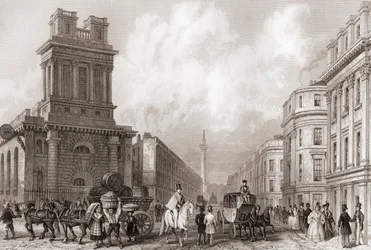 King William Street et St Mary Woolnoth, Londres, Angleterre