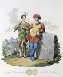 Roi du Danemark et jeune Danois - dans « Celtes et Goths, coutumes des habitants des îles britanniques du début du VIe siècle et des nations gothiques de la côte ouest de la Baltique », par S.R. Meyrick et Ch. Smith