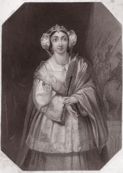 Lady Percy (Henri IV) - « Galerie des femmes de Shakespeare, collection de quarante-cinq portraits sérieux par les premiers artistes de Londres, enrichie de notices critiques et littéraires » vers 1838 - de « Galerie des femmes de Shakespeare »