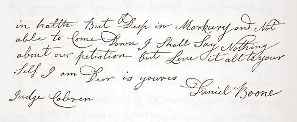 Lettre de Daniel Boone au juge John Cobren, originale datée du 5 octobre 1809