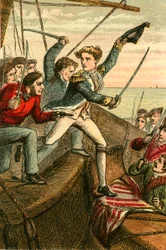 Lieutenant Lydiard à la tête des abordeurs