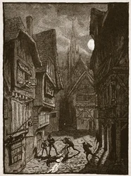 Lord Grey et ses partisans attaquant le comte de Southampton, illustration de Cassells Illustrated History of England