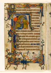 David priant, initiale historiée du Psautier de Macclesfield, Usage de Sarum, East Anglia, vers 1330