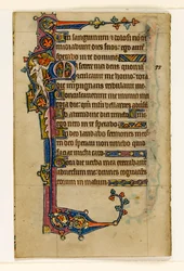 Un musicien nu, décoration marginale du Psautier de Macclesfield, Usage de Sarum, East Anglia, vers 1330