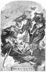 Macbeth - Illustration dans « Œuvres complètes de William Shakespeare » 1866 - Les illustrations et la forme générale de cette édition sont empruntées au Shakespeare illustré de Cassell, publié à Londres