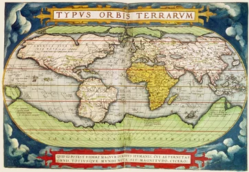 Carte retraçant le tour du monde de Sir Francis Drake (v. 1540-96), gravée par Frans Hogenburg (1535-90)