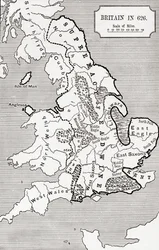 Carte de la Grande-Bretagne en 626, du Royaume de Northumbrie de 588 à 685 dans 