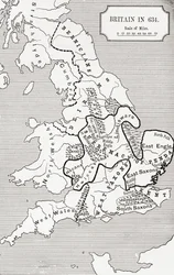 Carte de la Grande-Bretagne en 634, du Royaume de Northumbrie 588 à 685 dans 