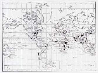 Carte du monde montrant les pays producteurs de tabac