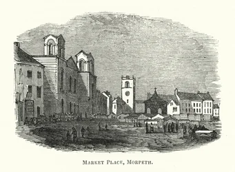 Place du marché, Morpeth (gravure)