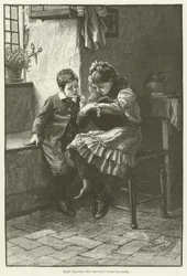 Mary aidant son frère avec ses devoirs