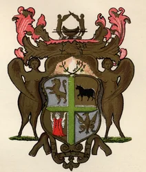 Bannière maçonnique appartenant à la Loge de York, vers 1776, tiré de The History of Freemasonry, volume II, publié par Thomas C. Jack, Londres, 1883