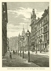 Rue Montgomery, le Palace Hotel au loin