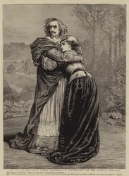 M. Irving et Mlle Isabel Bateman dans "Richelieu" au Lyceum Theatre (gravure)
