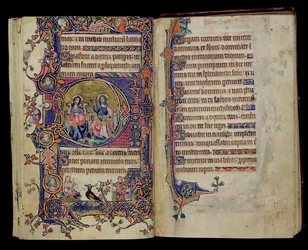 Le Père et le Fils, initiale historiée D du Psautier de Macclesfield, Usage de Sarum, East Anglia, vers 1330