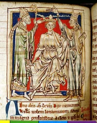 Ms 6712 (A.6.89) fol.123v Guillaume Ier (1028-87) le Conquérant, miniature de Flores Historiarum, par Matthew Paris, 1250-52