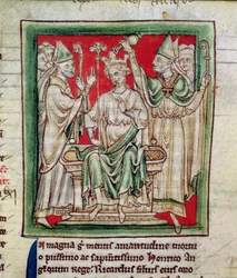 Ms 6712 (A.6.89) fol.141r Richard Ier (1157-99) miniature de Flores Historiarum, par Matthew Paris, 1250-52