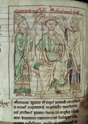 Ms 6712 (A.6.89) fol.144v Roi Jean (1167-1216), miniature de Flores Historiarum, par Matthew Paris, 1250-52