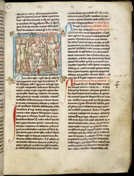 Ms 6712 (A.6.89) fol.53 Roi Arthur, miniature de Flores Historiarum, par Matthew Paris, vers 1250-52