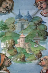 Ms Hunter 9 f.47v Ville, du Psautier de Hunter, vers 1170