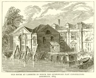 Vieille maison à Lambeth où se sont réunis les conspirateurs du complot de la poudre, 1605