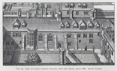 Partie du Corpus Christi College, du nord, vers 1688, d