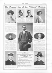 Passagers du RMS Titanic, photographies et informations sur des personnes notables liées au Titanic, de The Sphere, 27 avril 1912
