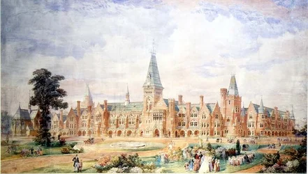 Conception en perspective pour une école ou un collège, vers 1865