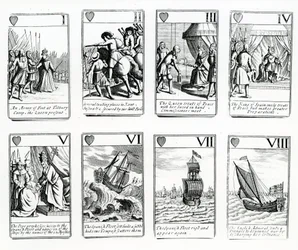 Cartes à jouer représentant les événements de l