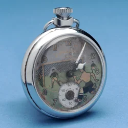 Montre de poche avec cadran pictural représentant un footballeur