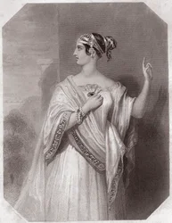 Porcia épouse de Brutus (Jules César - la Tragédie de Jules César) - dans - "Galerie des femmes de Shakespeare, collection de quarante-cinq portraits sérieux par les premiers artistes de Londres, enrichie de notices critiques et littéraires" vers 1838