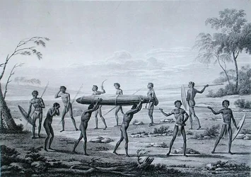 Port Jackson, Nouvelle-Hollande : Cérémonie Funéraire Aborigène, de 