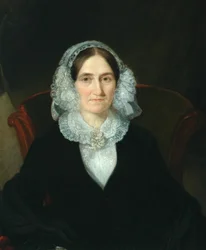 Portrait de dame avec coiffe en dentelle