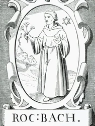 Portrait de Roger Bacon (vers 1220-92), illustration de Science et Littérature au Moyen Âge et à la Renaissance, écrit et gravé par Paul Lacroix, 1878