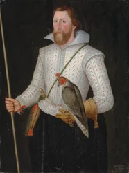 Portrait de Sir Thomas Monson, mi-longueur, en doublet blanc fendu, ceinturé d
