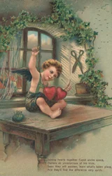 Putto joignant des cœurs