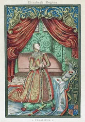 Reine Elizabeth I en prière, frontispice de 
