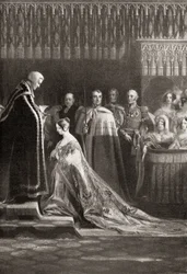La reine Victoria (1819-1901) recevant le Saint-Sacrement après son couronnement