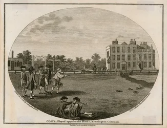 Jeu de palets en 1788, joué en face des Horns, Kennington Common