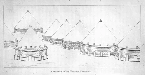 Reconstruction des tombes étrusques à Tarquinia
