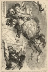Sauvetage de petits enfants en les attachant dans des lits et en les jetant par la fenêtre