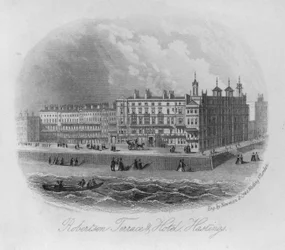 Robertson Terrace et Hôtel, Hastings (gravure)