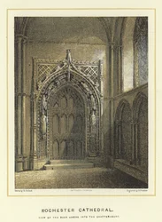 Cathédrale de Rochester, vue de la porte menant à la salle capitulaire