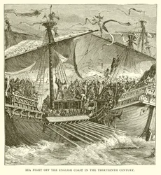 Combat naval au large de la côte anglaise au XIIIe siècle