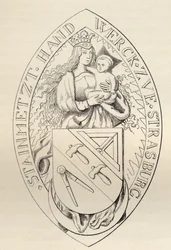 Sceau des francs-maçons de Strasbourg, 1524, tiré de «The History of Freemasonry, volume II», publié par Thomas C. Jack, Londres, 1883