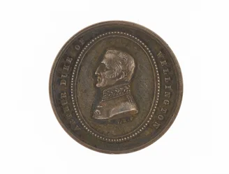 Médaille en argent commémorant la mort du Duc de Wellington, 1852