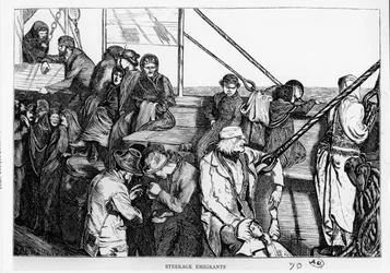 Émigrants en troisième classe sur le pont d