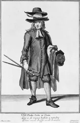 Vendeur de rue vendant de vieux manteaux, costumes et vestes, 1666
