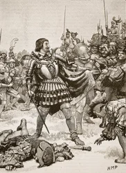 Reddition de François sur le champ de bataille de Pavie, illustration de Cassells Illustrated History of England